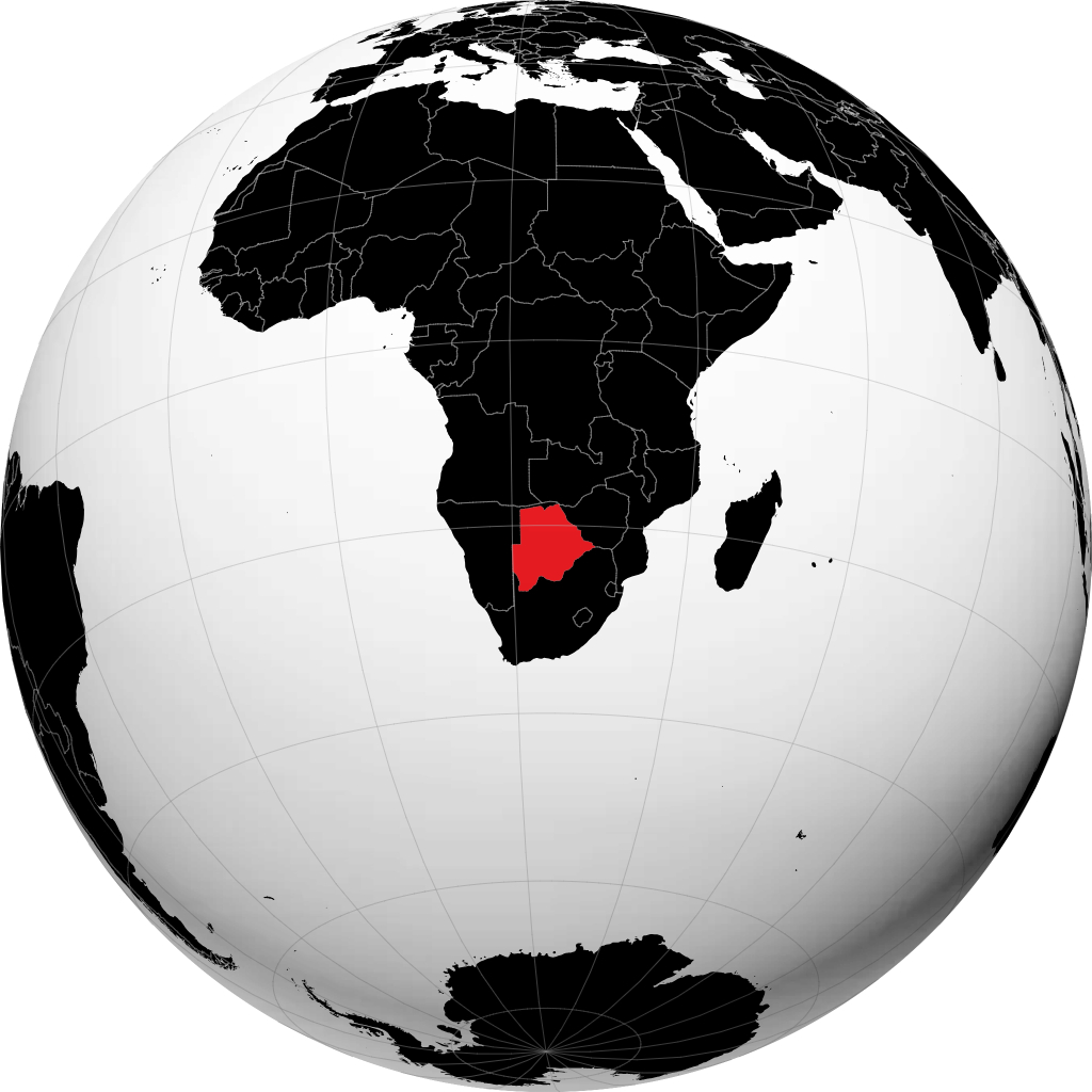 Botswana pada glob