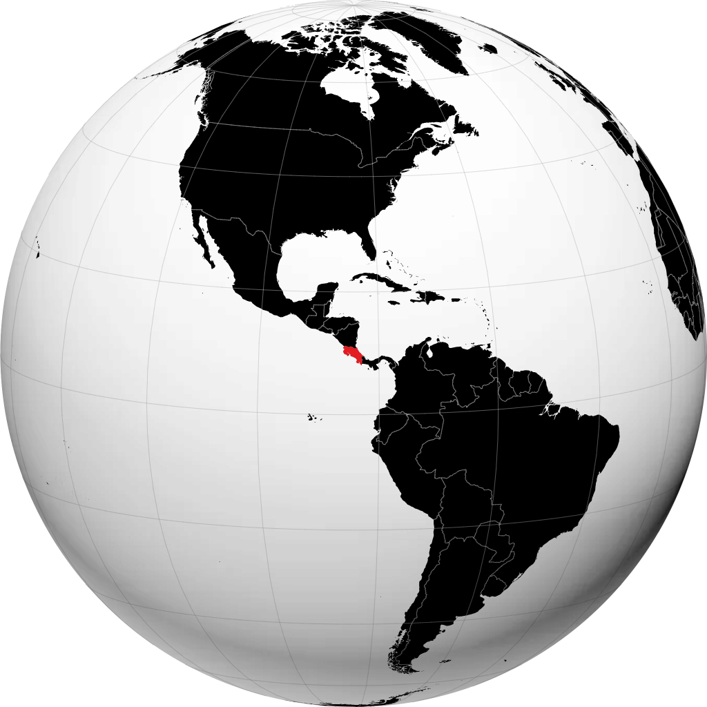 Costa Rica pada glob