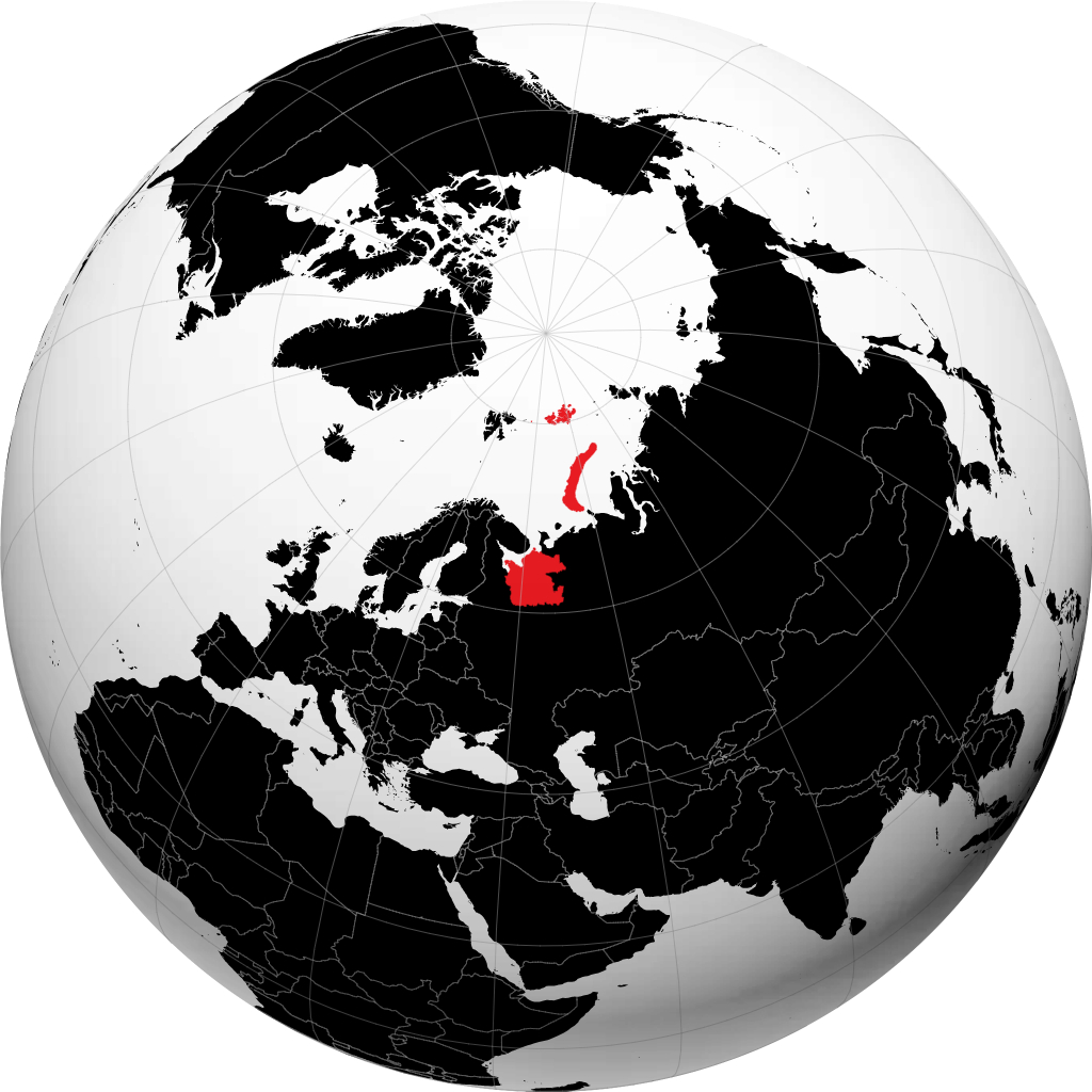 Wilayah Arkhangelskaya pada glob