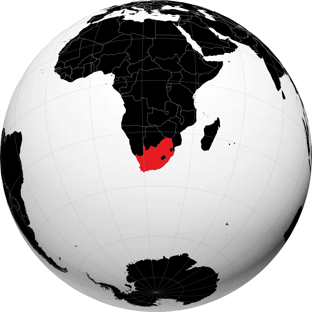 Afrika Selatan pada glob
